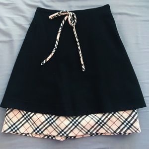 Burberry Black Mini Skirt with Check Trim